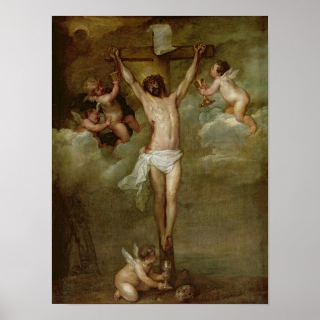Affiche Christ assisté par des anges tenant des chalices (Devant)