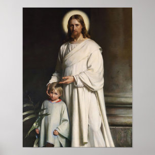 Affiche Christ Bénir le petit enfant, Carl Bloch Imprimer