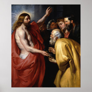 Affiche Christ Donner les clés du ciel à saint Pierre