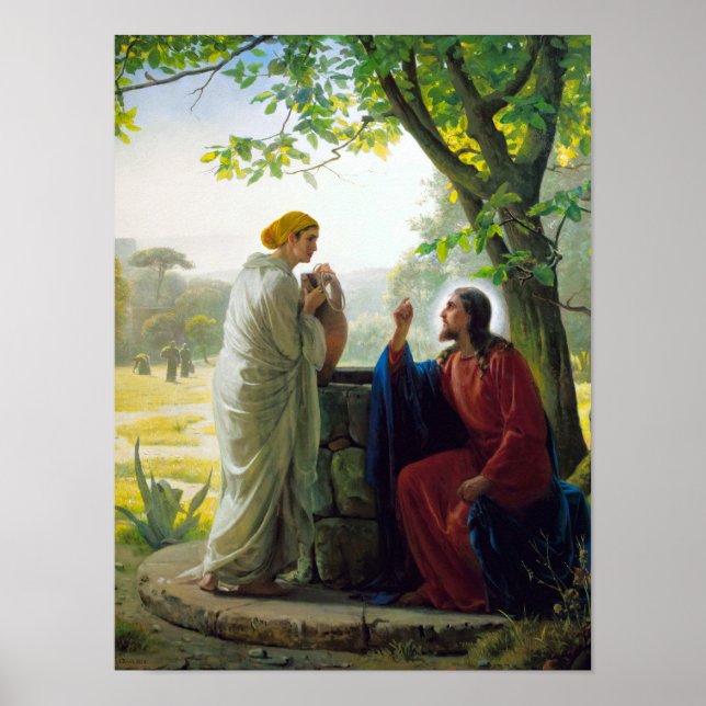 Affiche Christ et la femme samaritaine par Carl Bloch (Devant)