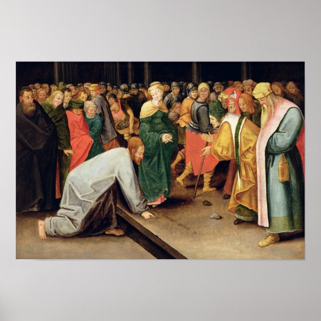 Affiche Christ et les femmes prises dans l'adultère, 1628 (Devant)