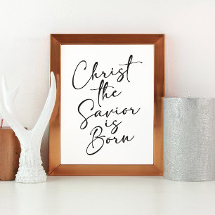 Affiche Christ le Sauveur est né Art de Noël Imprimer