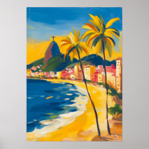 Affiche Christ Rédempteur fauve de Rio de Janeiro, Brésil