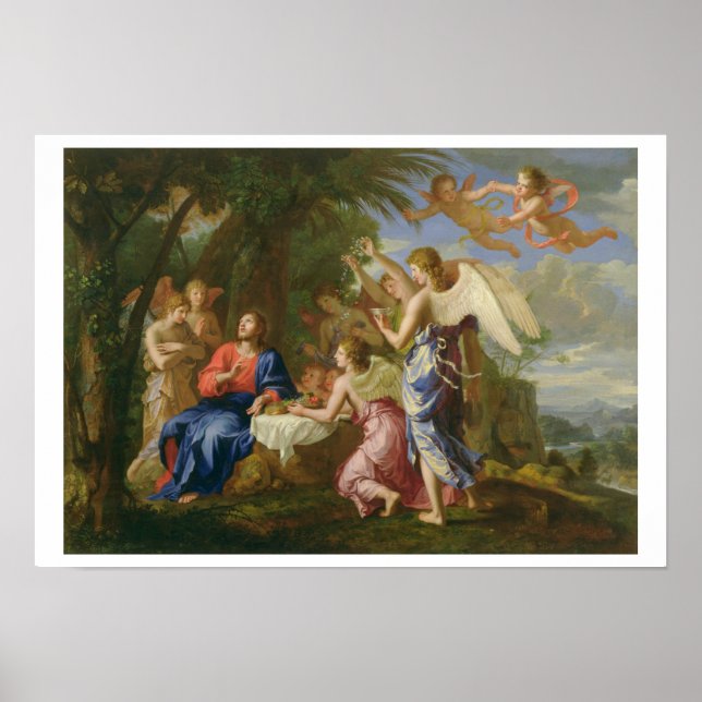 Affiche Christ servi par les Anges, c.1650 (huile sur toil (Devant)