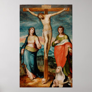 Affiche Christ sur la croix avec les saints