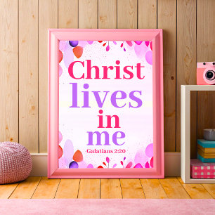 Affiche Christ vit en moi Boho Christian Ado Girl Art