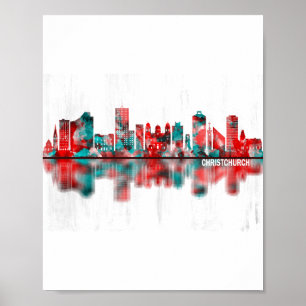 Affiche Christchurch New Zealand Skyline