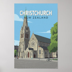 Affiche Christchurch Nouvelle-Zélande Illustration Art de 