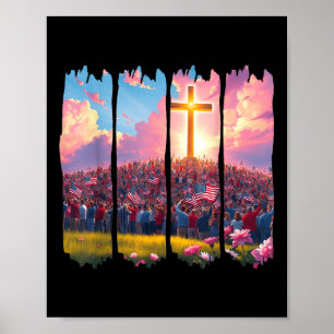 Affiche Christian 4 juillet Patriotique Religieux Jésus Cr