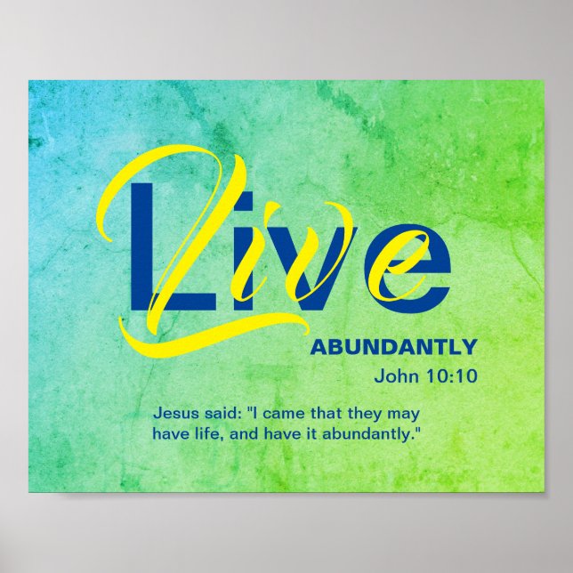 Affiche Christian ABUNDANT LIFE Inspiration Citation VERTE (Devant)