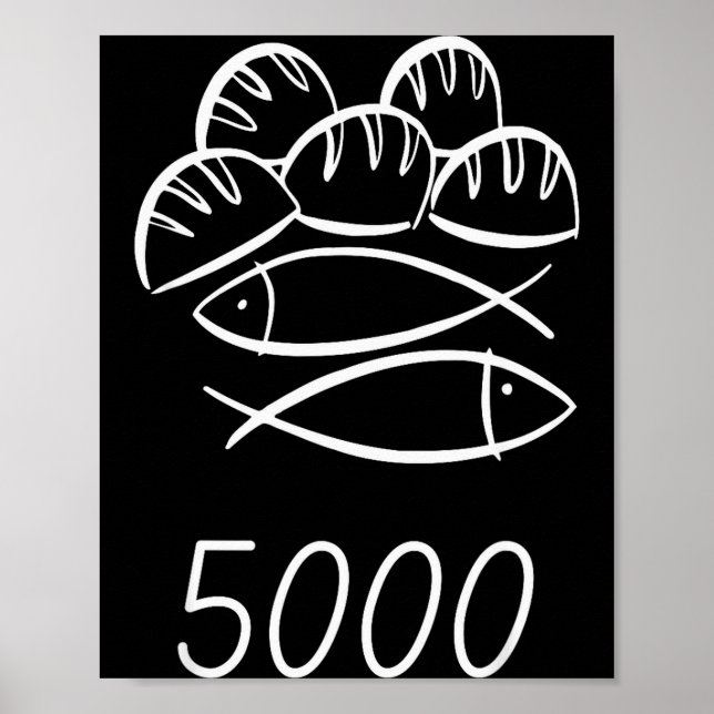 Affiche Christian Bible Jesus 2 Fishes 5 Breads Feed 5000  (Devant)