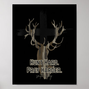 Affiche Christian Cross Camo Chasse Dure Prie Plus Fort Ce