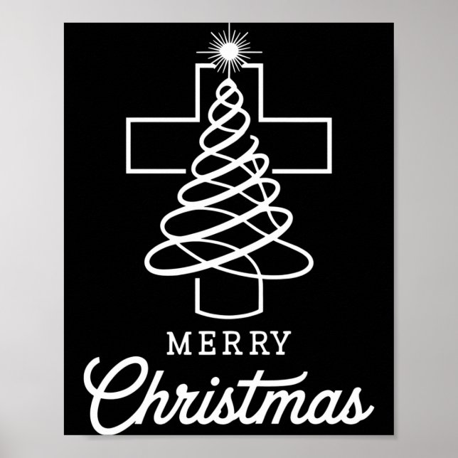 Affiche Christian Cross Jesus Merry Christmas Xmas Tree Ho (Devant)