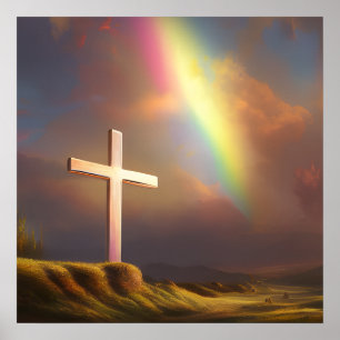 Affiche Christian Cross & Rainbow