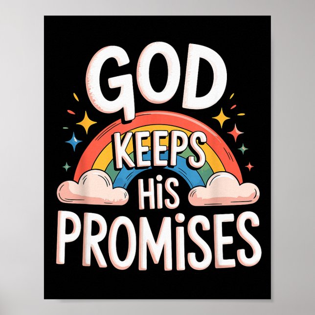Affiche Christian God Keeps His Promises Rainbow Clouds  (Devant)