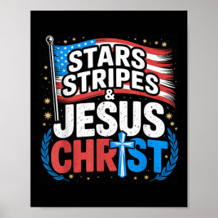 Affiche Christian Jesus Christ Stars Stripes 4 juillet U