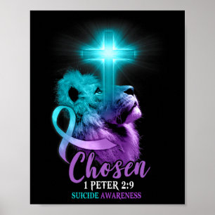 Affiche Christian Lion Cross Religieux Bible Verse Suicide