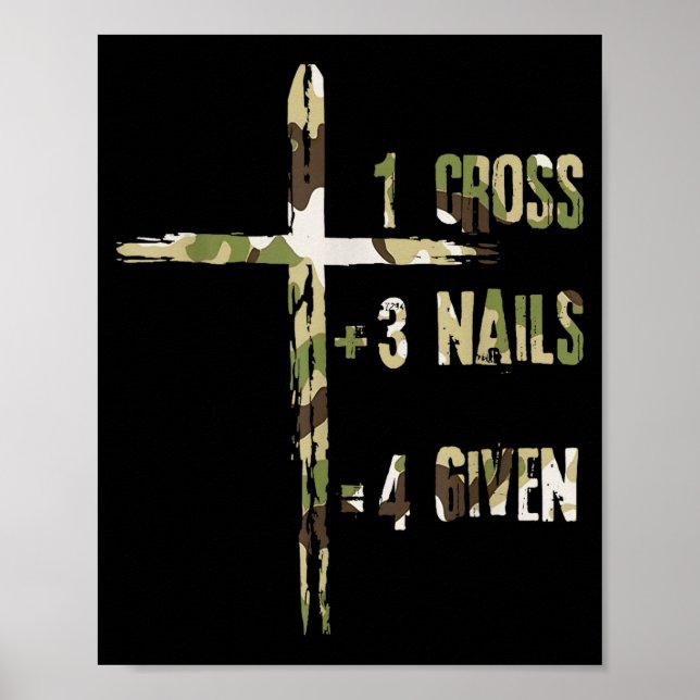 Affiche Christian One Cross Plus Three Nails Equals Forgiv (Devant)