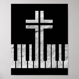 Affiche Christian Piano Cross Keyboard Pianiste God Jesus