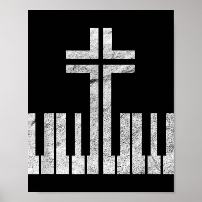 Affiche Christian Piano Cross Keyboard Pianiste God Jesus  (Devant)