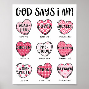 Affiche Christian Valentine Dieu dit Bible Verses Coeurs F