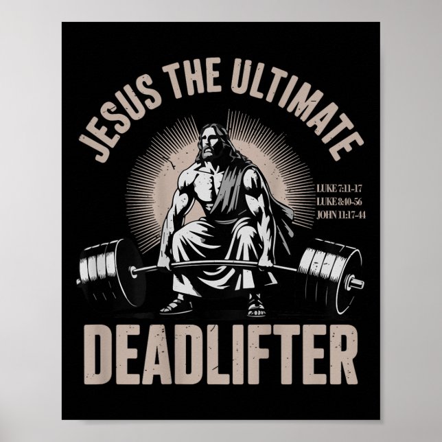 Affiche Christian Workout Gym Jésus Le Deadlifter sur le d (Devant)