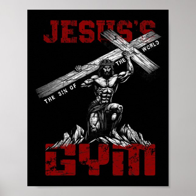 Affiche Christian Workout Tee Jesus's Gym Bodybuilder Moti (Devant)