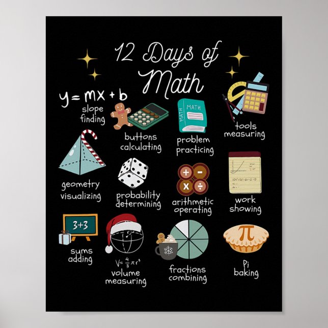 Affiche Christmas 12 Days Of Math Math Teacher Xmas Stem S (Devant)
