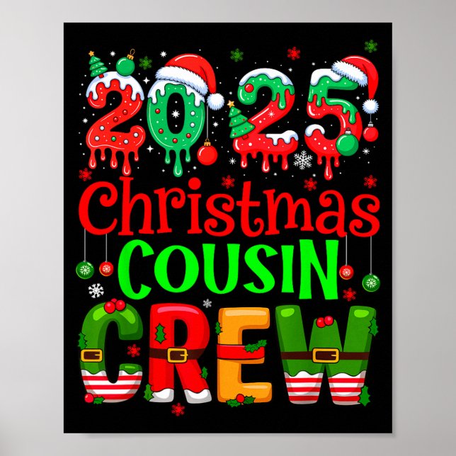 Affiche Christmas 2025 Cousin Crew Santa Hat Men Women Kid (Devant)