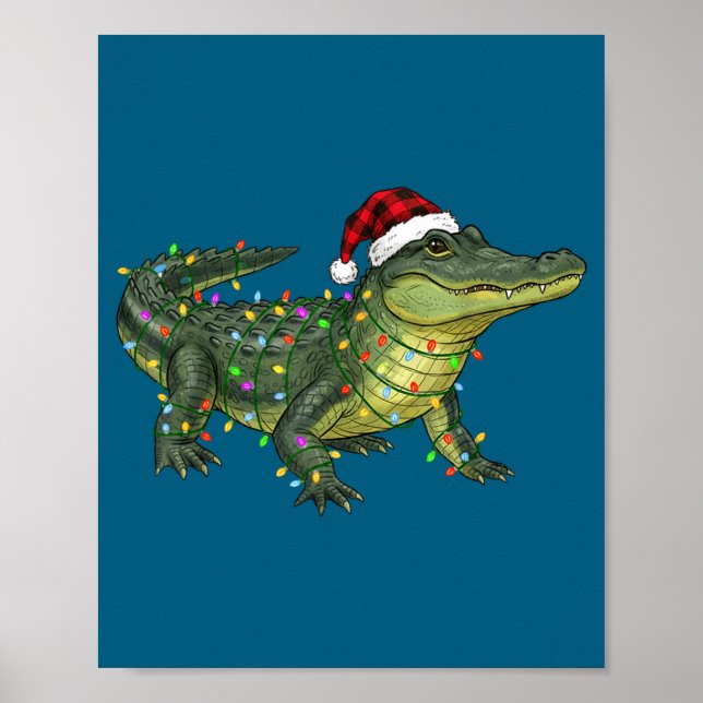 Affiche Christmas Alligator Holiday Reptile Funny Festive  (Devant)