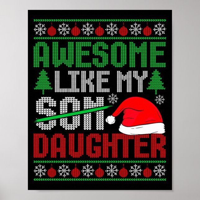 Affiche Christmas Awesome Like My Daughter Santa Hat Ugly  (Devant)