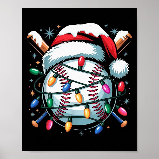 Affiche Christmas Baseball Boy Youth Kid Men Santa Hat Xma (Devant)