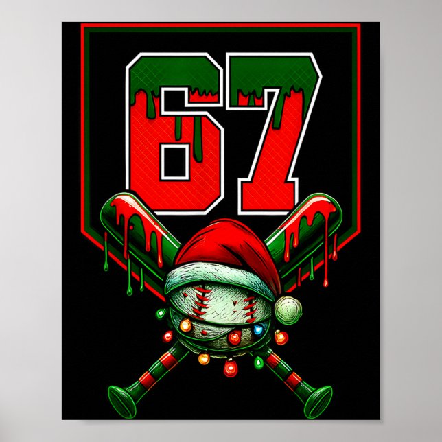 Affiche Christmas Baseball Drip Number 67 Player Or 67th B (Devant)