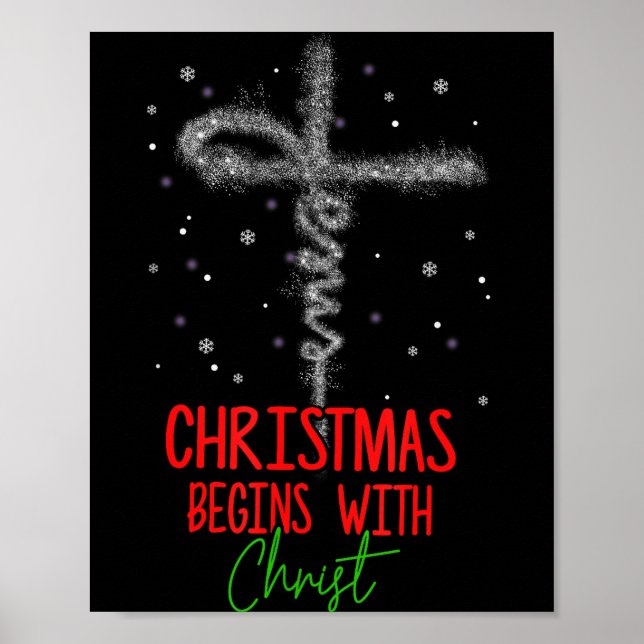 Affiche Christmas Begins With Christ Cross Christian Relig (Devant)