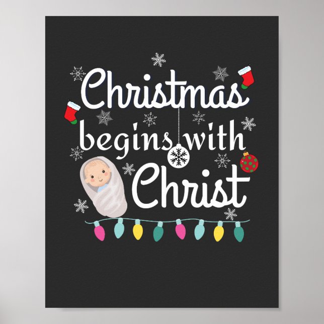 Affiche Christmas begins with Christ T-Shirt (Devant)