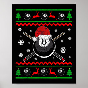 Affiche Christmas Billiard Snooker Pool Sport Drôle Cadeau