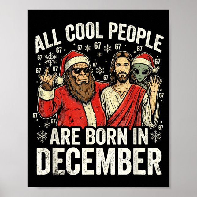 Affiche Christmas Birthday Humor Funny Jesus Born In Decem (Devant)