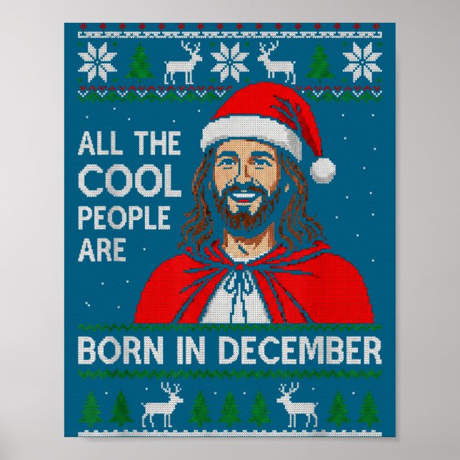 Affiche Christmas Birthday Humor Funny Jesus Born In Decem (Devant)