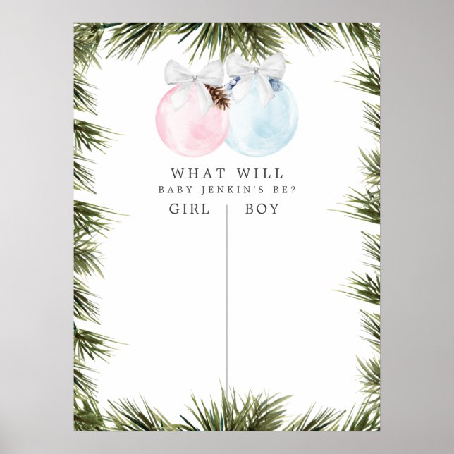 Affiche Christmas Blue and Pink Gender Reveal Game (Devant)