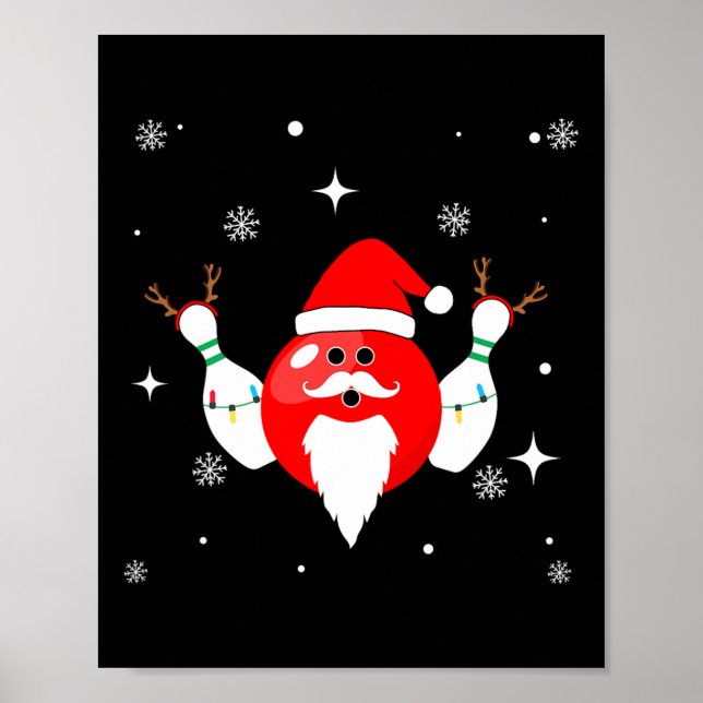 Affiche Christmas Bowling Père Noël Bowling Équipe Dans Le (Devant)