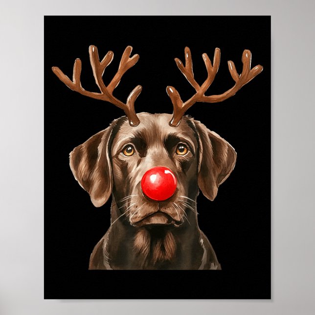 Affiche Christmas Brown Labrador Retriever Reindeer Dog Lo (Devant)