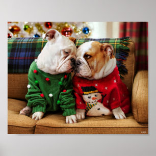 Affiche Christmas Bulldogs in Sweaters