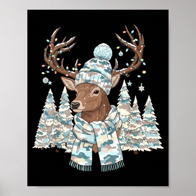 Affiche Christmas Camo Hunting Reindeer Pajamas With Deer  (Devant)