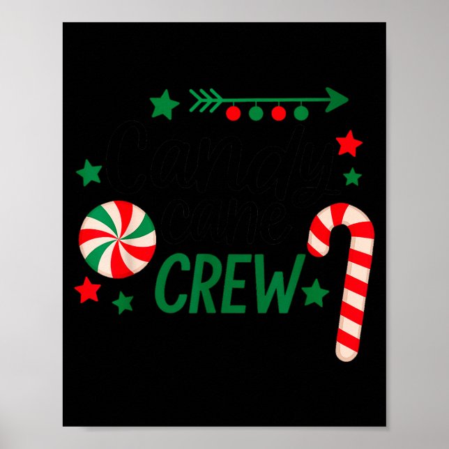 Affiche Christmas Candy Cane Crew Shirt Women Girls Boys K (Devant)