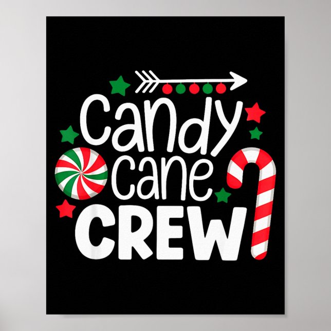 Affiche Christmas Candy Cane Crew Shirt Women Girls Boys K (Devant)