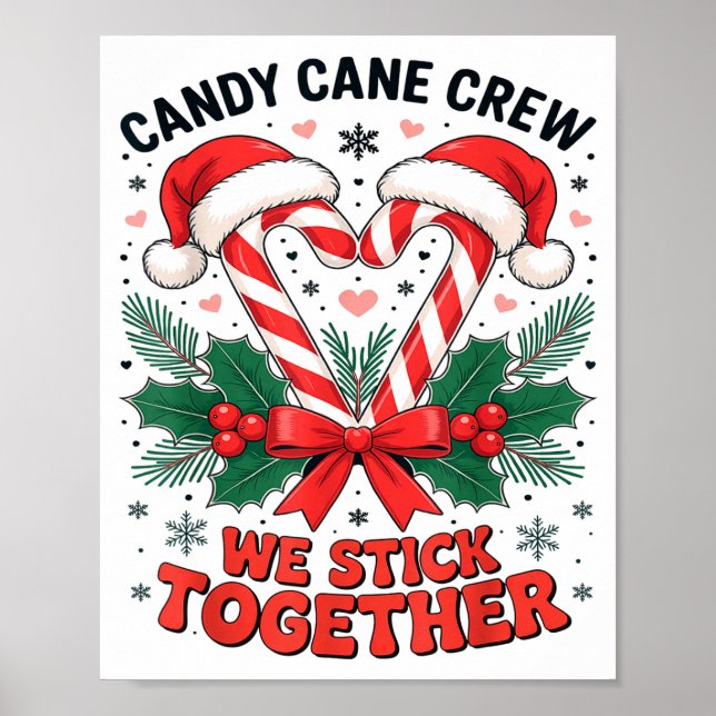 Affiche Christmas Candy Cane Heart Holiday Family Matching (Devant)
