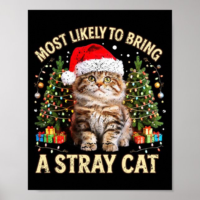 Affiche Christmas Cat With Santa Hat Holiday Funny Xmas Pa (Devant)