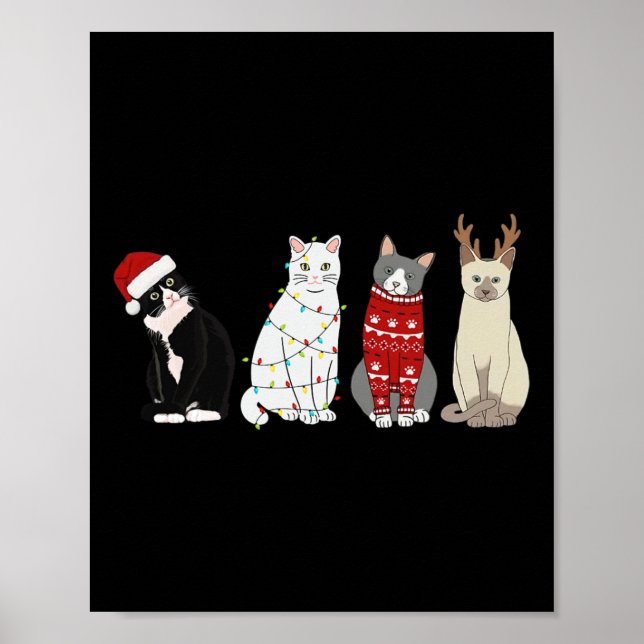 Affiche Christmas Chat Fun Chat Amoureux de les chats Chat (Devant)