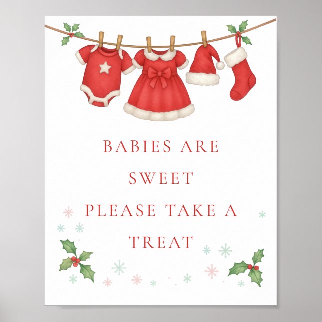 Affiche Christmas Clothesline Take Treat Baby Shower Sign (Devant)