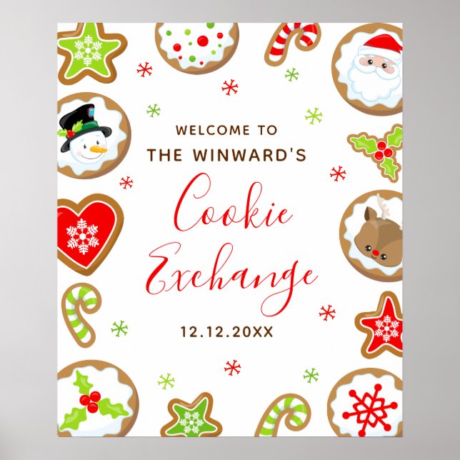 Affiche Christmas Cookie Exchange Red Green Welcome Sign (Devant)